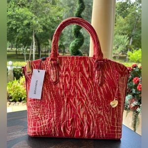 Brahmin Duxbury Satchel Beloved Melbourne Genuine Leather pink handbag